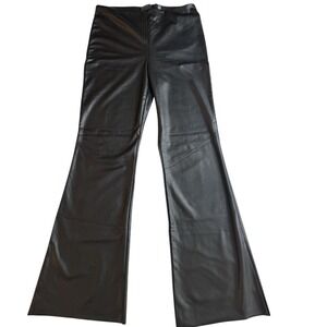 Bagatelle Collection Black Flare Leg Faux Leather Pants Women's Size Large NWOT